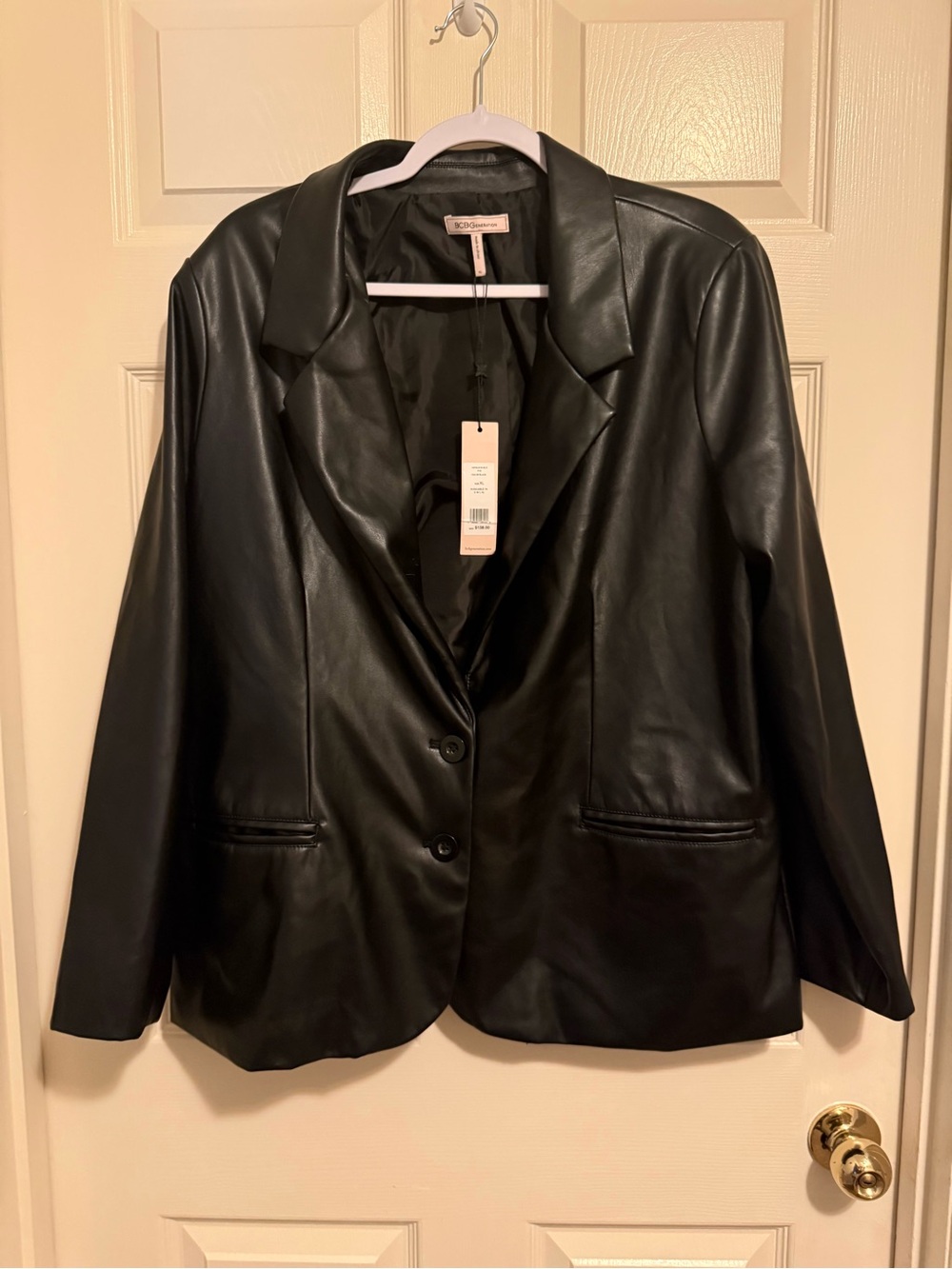 BCBGeneration Black Faux Leather Blazer